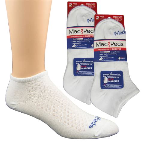 MediPeds Diabetic Lowcut Socks - 4 Pr