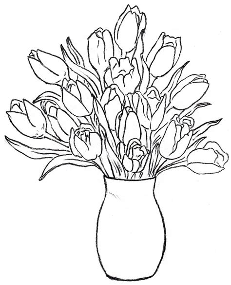 Flowers In Vase Drawing at GetDrawings | Free download