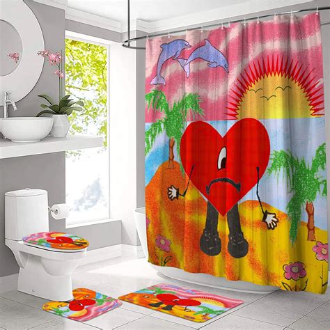 Bad Bunny Four Bathroom Sets Fashion Custom Design Bath Rugs Toilet Check Curtain - Buy Badbunny ...