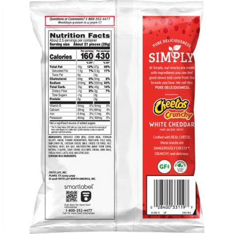 Cheetos® Simply Crunchy White Cheddar Cheese Flavored Snacks, 2.63 oz ...