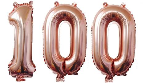 16" 100 Rose Gold Number Balloons 100th Birthday Party Anniversary Foil ...