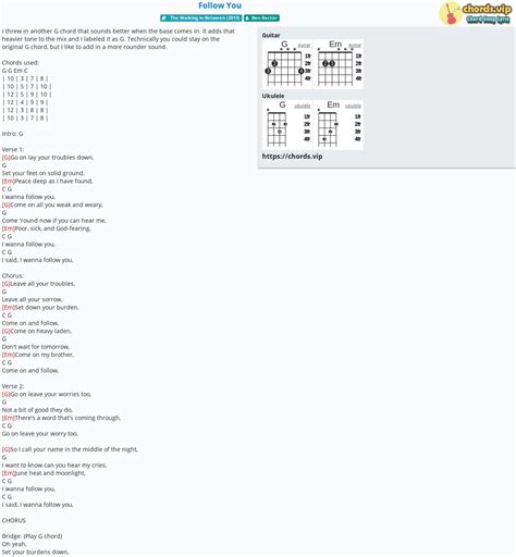 Chord: Follow You - tab, song lyric, sheet, guitar, ukulele | chords.vip