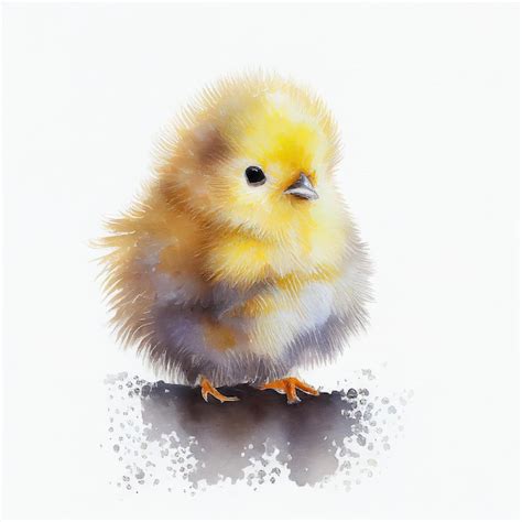 Premium Photo | Yellow chick drawing watercolor Generative AI