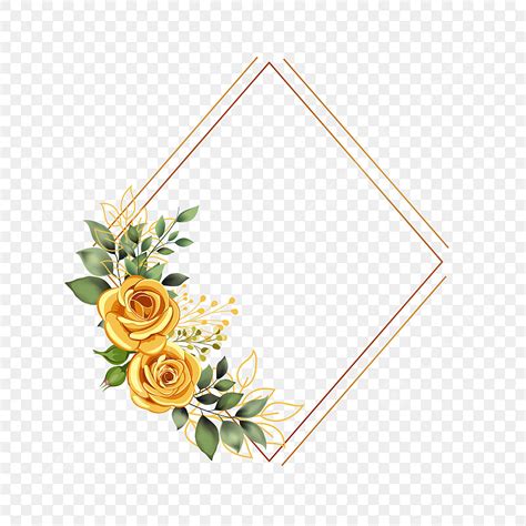 Gold Frame Design PNG Transparent, Gold Frame With Gold Flower Designs, Wedding, Wedding ...