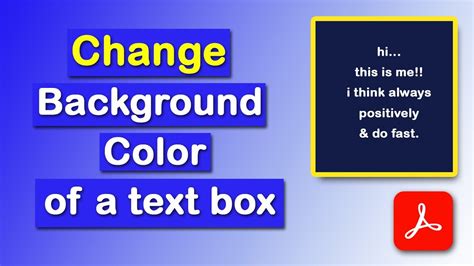 How to change text box background color in Adobe Acrobat Pro DC - YouTube