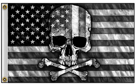 American Skull N Bones Flag- 3'X5' Rough Tex® 100D