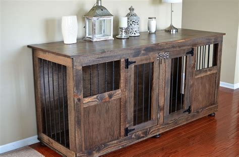 a wooden sideboard with metal bars on the doors and shelves in front of it