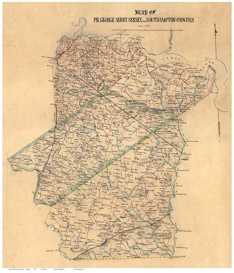 Prince George County Virginia 1865 - Old Map Reprint - OLD MAPS