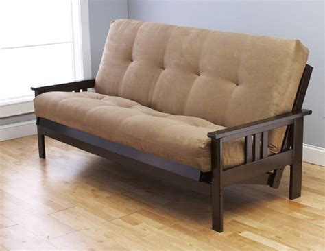 Queen or Full Size Montreal Espresso Futon Frame w/ Quality 8 Inch Innerspring Mattress Sofa Bed ...