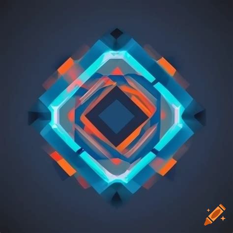 Vibrant orange and blue hypercube logo design on Craiyon