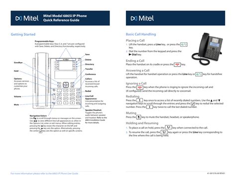 Mitel 6865 Reference guide | Manualzz