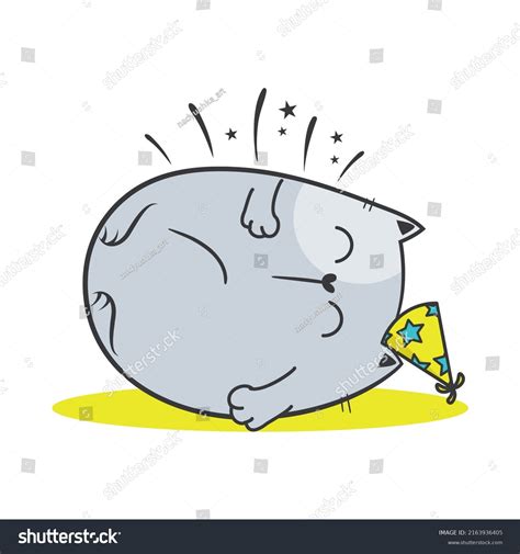 Fat Cat Birthday Party Doodle Illusstration Stock Vector (Royalty Free) 2163936405 | Shutterstock