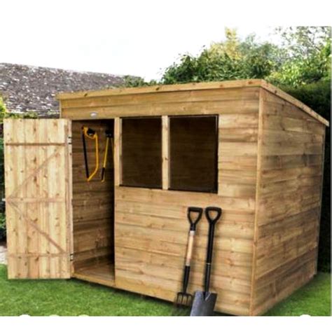 8X6 Pent Overlap Wooden Shed with Base