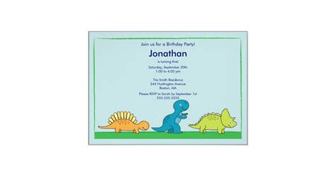 Cute Boys Dinosaur Birthday Party Invitation | Zazzle