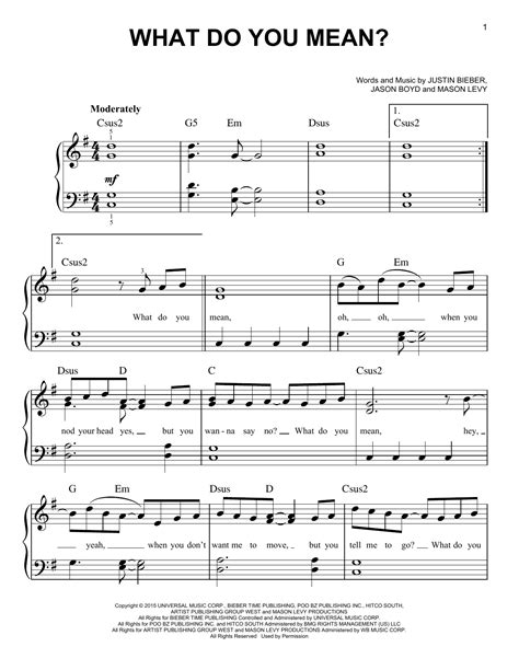 Justin Bieber - What Do You Mean? sheet music