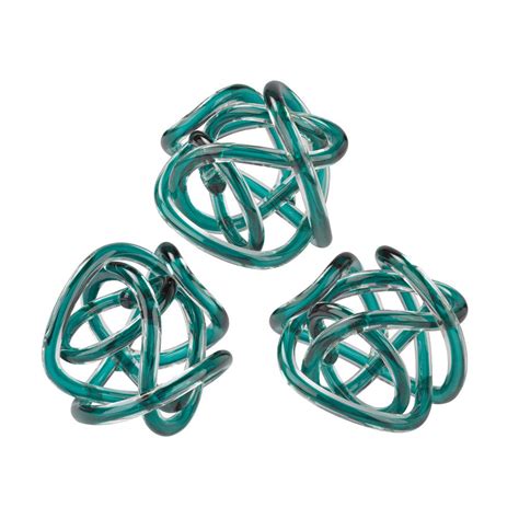 Dimond Home 6 in. Round Aqua Decorative Glass Knots Sculptures (Set of 3)-TN-891176 - The Home Depot