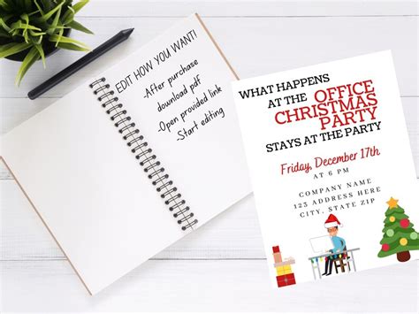 EDITABLE Office Christmas Party Flyer, Email Invite, Company Holiday ...