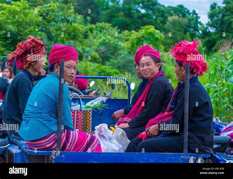 Pao tribe women in Shan state Myanmar Stock Photo - Alamy