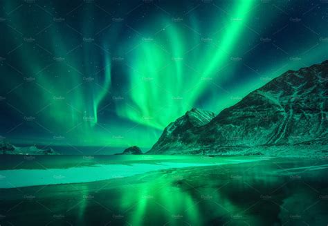 Green aurora borealis | Nature Stock Photos ~ Creative Market