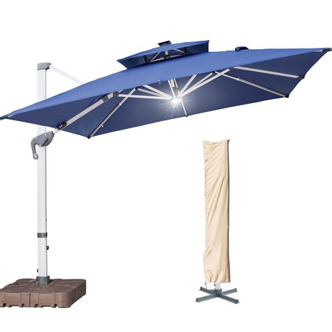 Buy LKINBO 10 FT Square Cantilever Umbrella with Solar LED Lights and ...