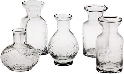 Small Cut Glass Vases In Differing Unique Shapes - Set Of Five by ...