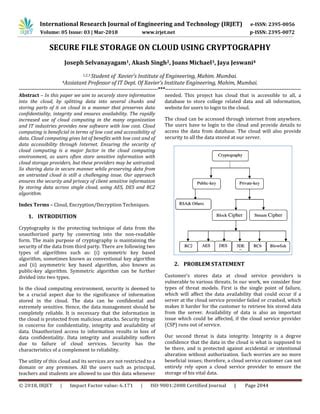 IRJET- Secure File Storage on Cloud using Cryptography | PDF