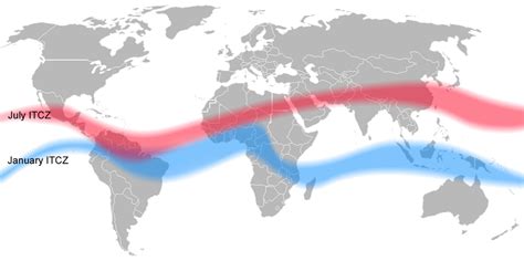 Location of the Intertropical Convergence Zone in January and July [1253x625] : MapPorn