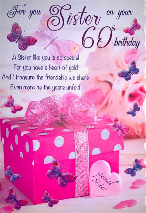 Sister 60th birthday card - beautiful verse – Cards Through The Post.com