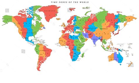 Printable World Time Zone Map - Kaleb Watson