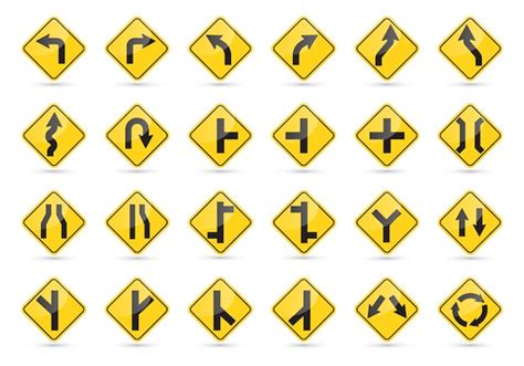 Premium Vector | Traffic signs set. yellow road signs.