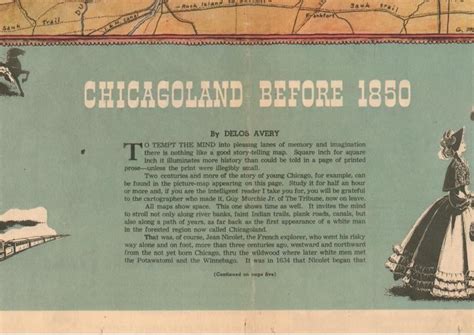 Illustrated map of Chicagoland in the 1850s, published in the Chicago ...