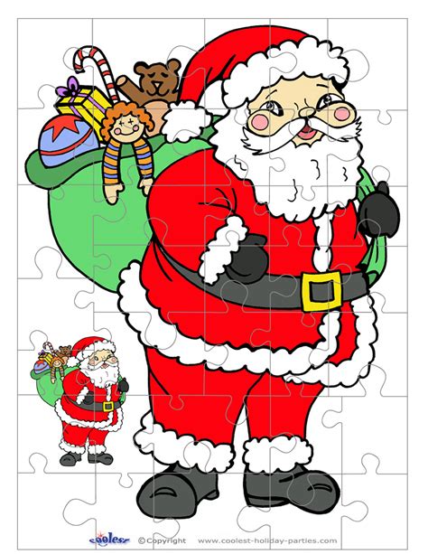 Printable Colored Santa 1 Small-Piece Puzzle - Coolest Free Printables