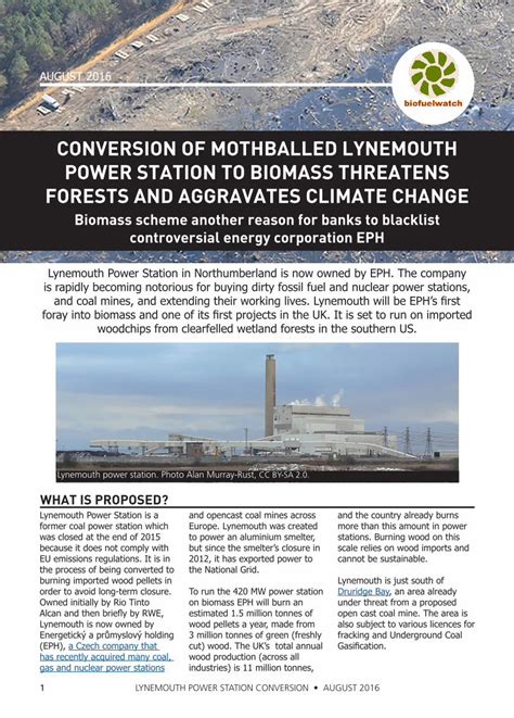 (PDF) CONVERSION OF MOTHBALLED LYNEMOUTH POWER STATION … · the climate, communities and our ...