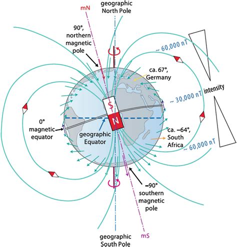 The geomagnetic field. The Earth’s magnetic field is similar to a bar ...