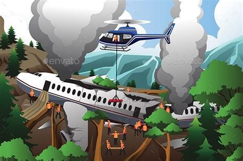 Search and Rescue for Airplane Crash | Airplane illustration, Vector ...