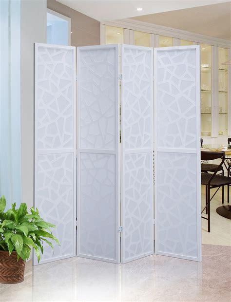 Giyano White 4 Panel Screen Room Divider – Roundhill Furniture