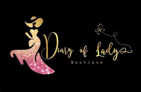 the logo for days of lady boutique, with a woman in pink and gold dress