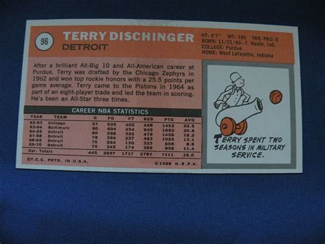 1970/71 Topps Terry Dischinger Detroit card #96 Tall Boys NBA BAsketball | eBay