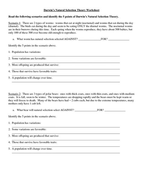 12 Best Images of Darwin's Natural Selection Worksheet Key - Evolution ...