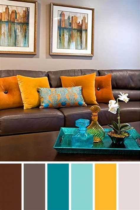 teal and brown color scheme – Google Search in 2020 | Brown living room decor, Brown living room ...