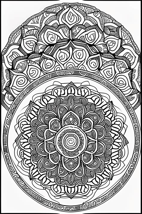 Mandala Coloring Page Black and White · Creative Fabrica