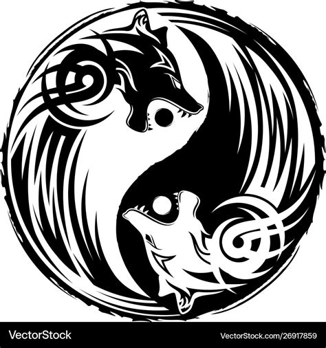 Wolf yin yang Royalty Free Vector Image - VectorStock