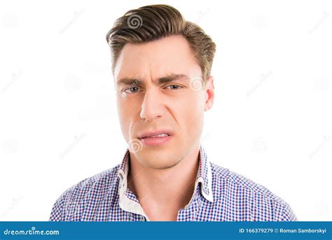 Close Up Photo of Handsome Man with Unhappy Grimace on His Face Stock Image - Image of office ...