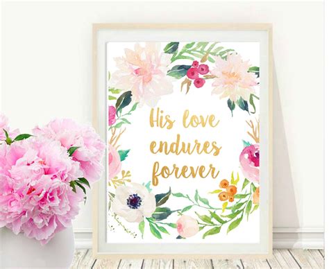 Bible Verse His Love Endures Forever Scripture Print