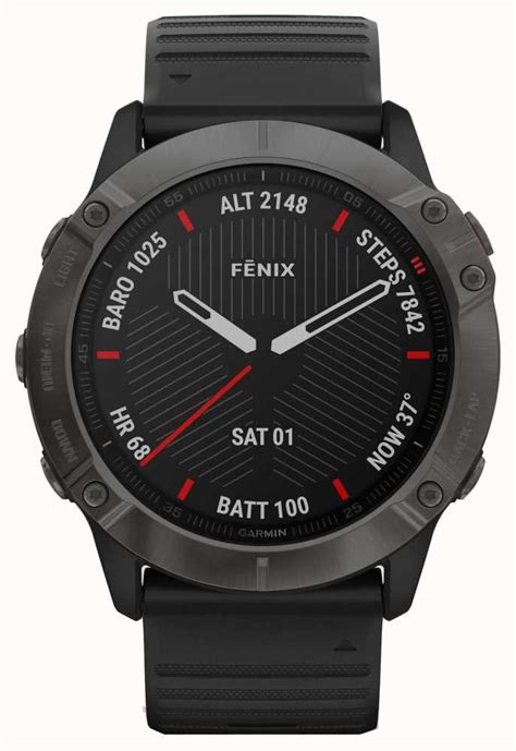 Garmin Fenix 6X Pro Sapphire | Carbon Grey DLC | Black Rubber Strap 010 ...