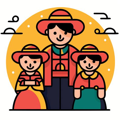 family dressed as farmers 22910921 Vector Art at Vecteezy