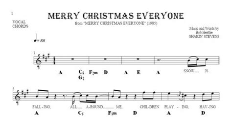 Merry Christmas Everyone - Notes, lyrics and chords for vocal with accompaniment | PlayYourNotes