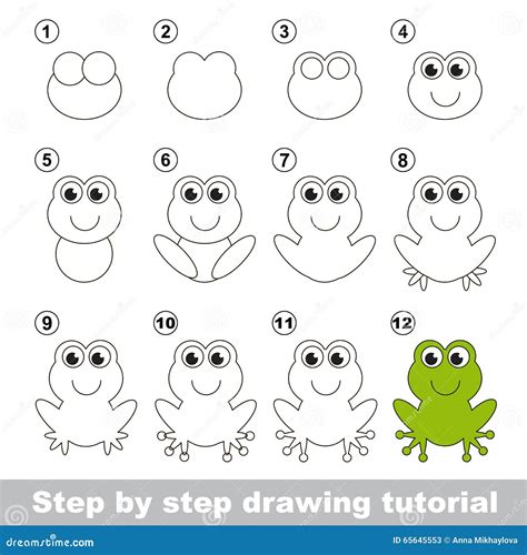 Green Frog. Drawing Tutorial. Stock Vector - Illustration of ...