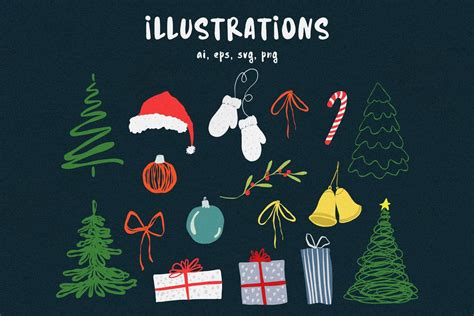 Joy Christmas Handwritten Font Clipart - Design Cuts