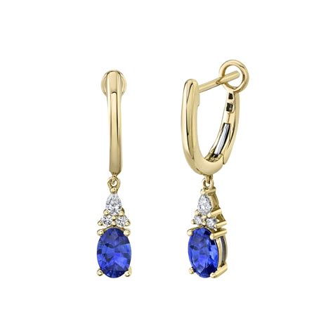 Blue Sapphire and Diamond Dangle Earrings - Brown Goldsmiths